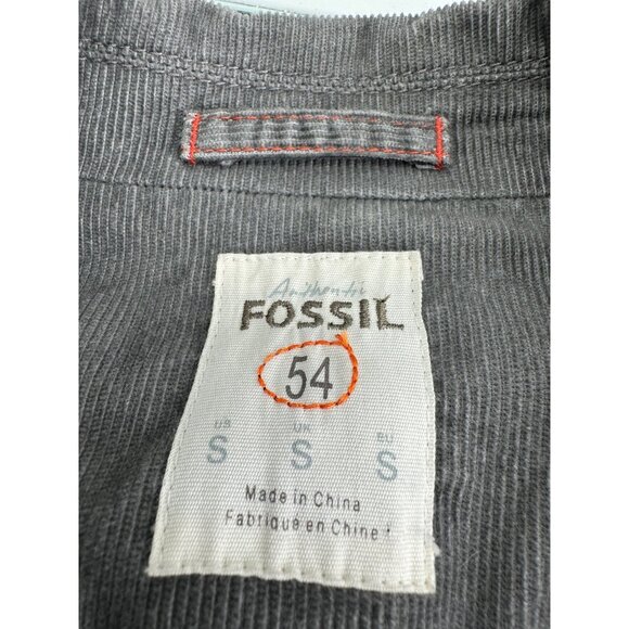 Vintage Fossil 54 Corduroy  Jacket Men Small S Lightweight Gray Y2K Grunge Retro - Picture 2 of 7